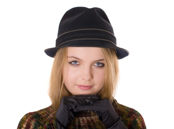 Girl in a black hat - Fotó, kép