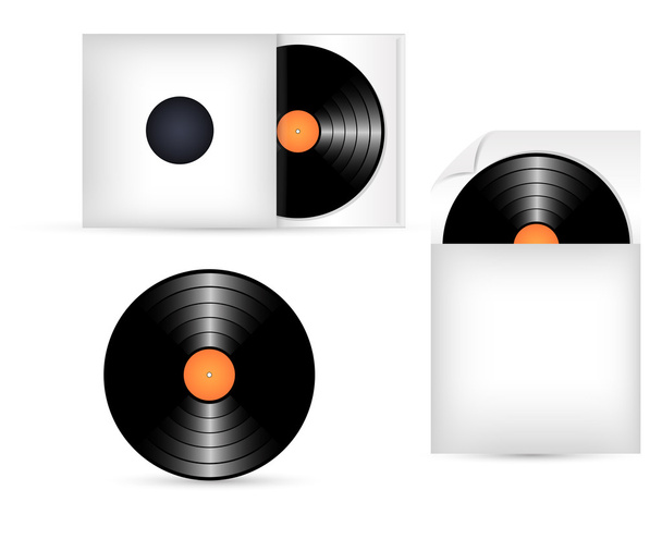 vinyl records in papier pack vectoren - Vector, afbeelding