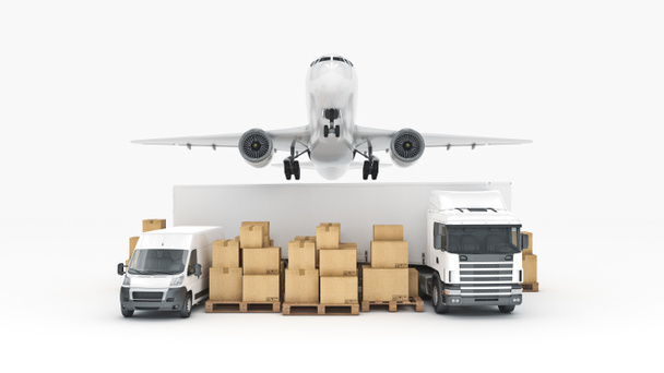 concepto mundial de transporte de carga. renderizado 3d
 - Foto, Imagen