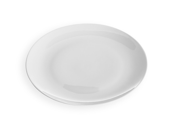 Порожня біла тарілка ізольована на білому тлі
 - Фото, зображення
