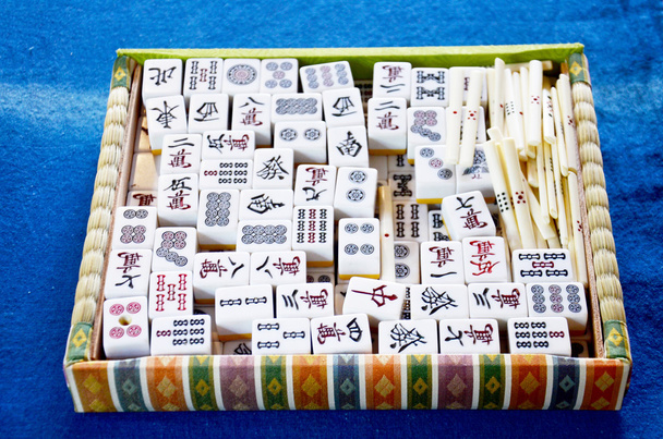 Hraní karet čínský styl hry zvané Mahjong  - Fotografie, Obrázek