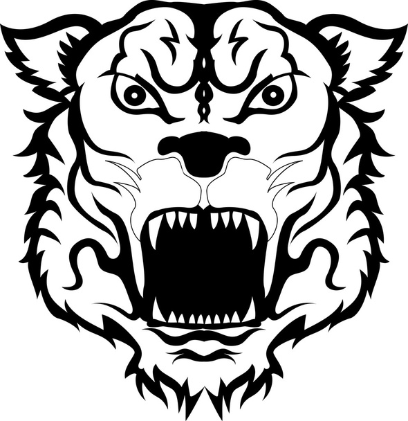 Тигр голова чорно-білого татуювання племені
 - Вектор, зображення