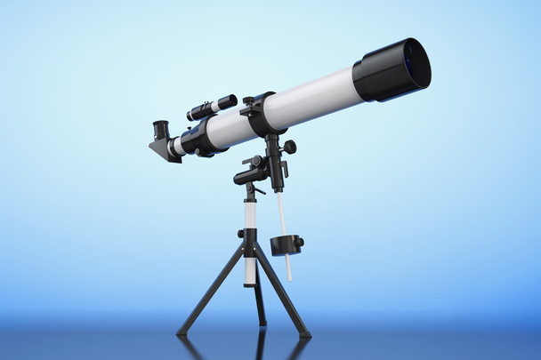 Tripod üzerine teleskopu. 3D render - Fotoğraf, Görsel