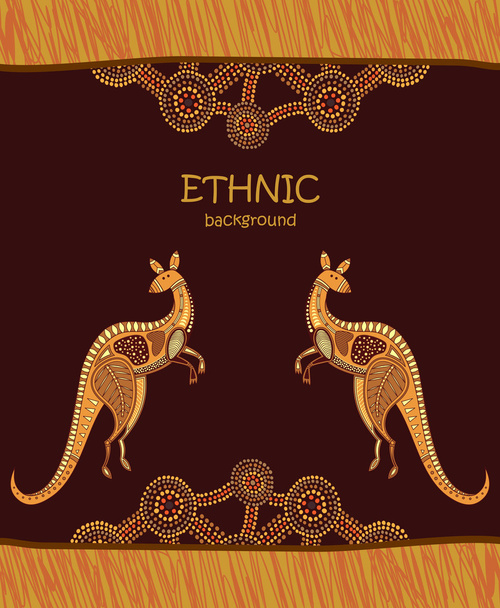 Ethnic tribal background with kangaroo - Vecteur, image