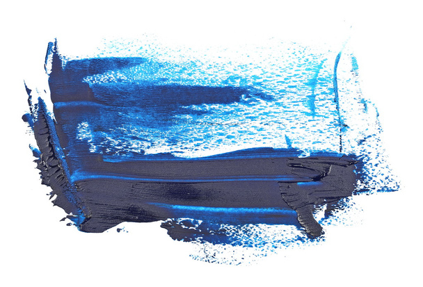 Foto blauwe grunge penseelstreken olieverf geïsoleerd op witte achtergrond - Foto, afbeelding