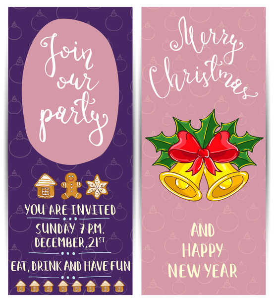 Bright Cartoon Invitation on Christmas Fun Party - Vector, Image