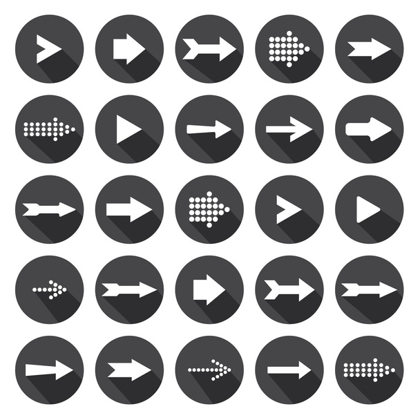 Arrow icons with long shadow - Vector, afbeelding
