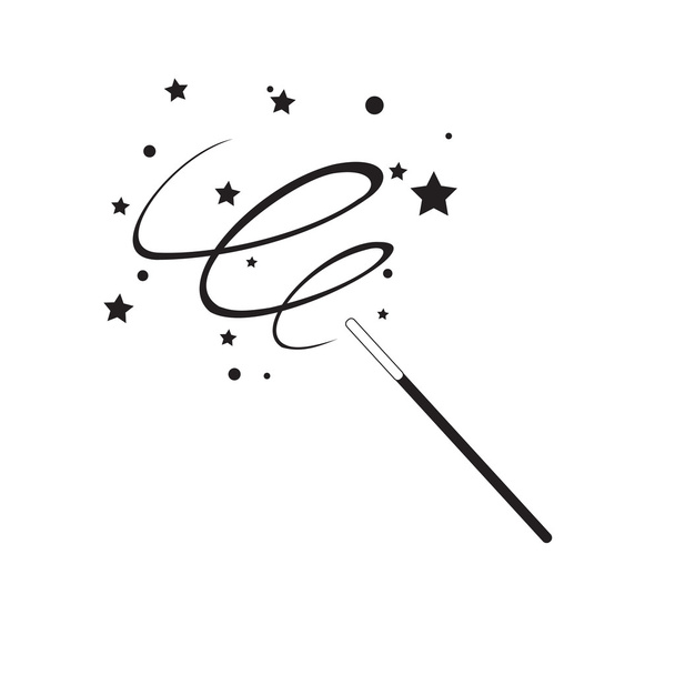 černá magic hůlka ikona - Vektor, obrázek