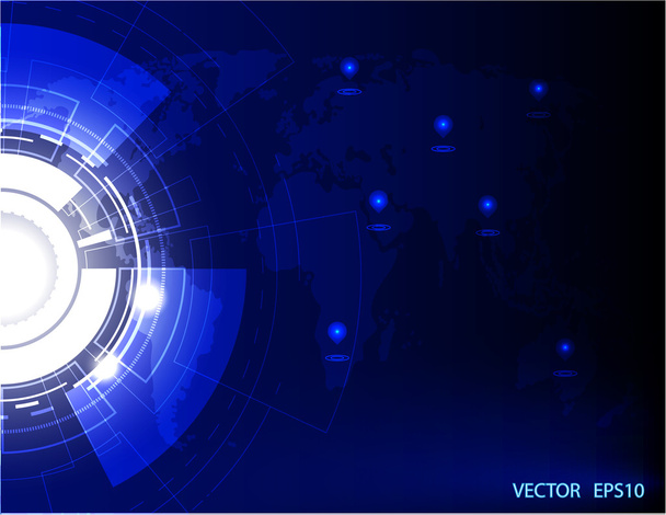 デジタル ビジネス .vector ハイテク円と技術背景。イラストをマップ. - ベクター画像
