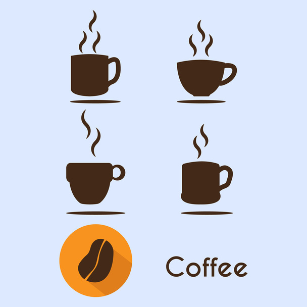 コーヒー カップのアイコンをベクトルとコーヒーのアイコン - ベクター画像