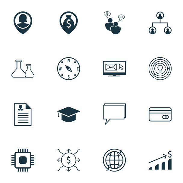 Набор из 16 универсальных редактируемых икон. Can be Used For Web, Mobile And App Design. Includes Icons such as SEO Brainstorm, World, Innovation And More
. - Вектор,изображение