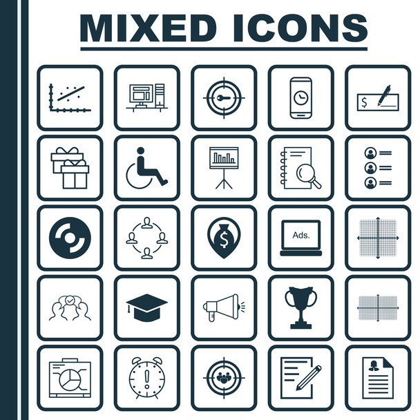 Set de 25 iconos editables universales. Puede ser utilizado para el diseño web, móvil y de aplicaciones. Incluye iconos como colaboración, presentación, medios digitales y más
. - Vector, imagen