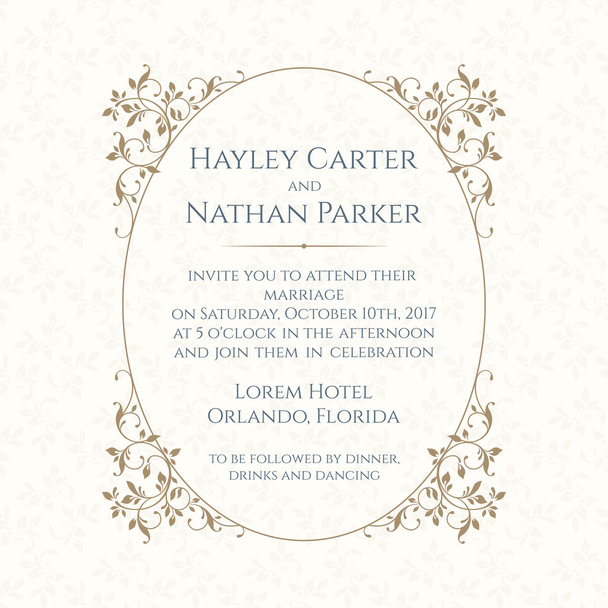 Wedding invitation. Design classic cards.  - Vektori, kuva
