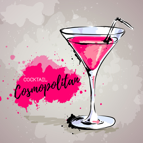 Hand drawn illustration of cocktail cosmopolitan. - Vecteur, image