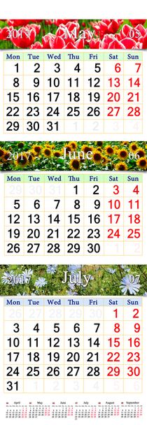Календарь на три месяца 2017 года с фотографиями природы
 - Фото, изображение