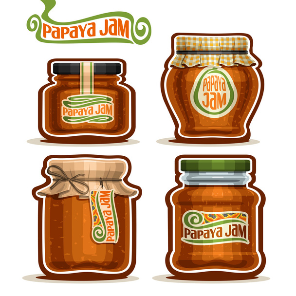 Vector logo Papaya Jam en frascos de vidrio
 - Vector, imagen