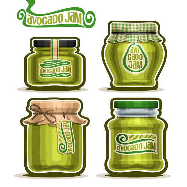 Logotipo do vetor Avocado Jam em frascos
 - Vetor, Imagem