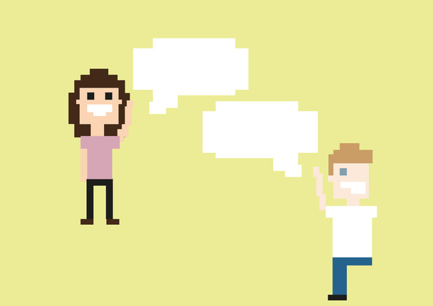 Pixel art les gens de conception mis conversation - Vecteur, image