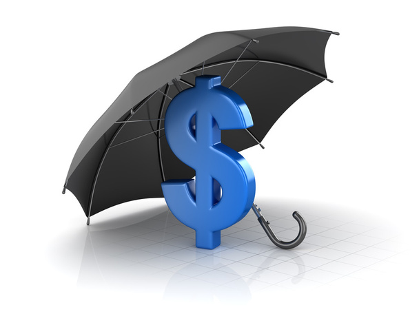 Черный зонтик защищает доллар
 - Фото, изображение