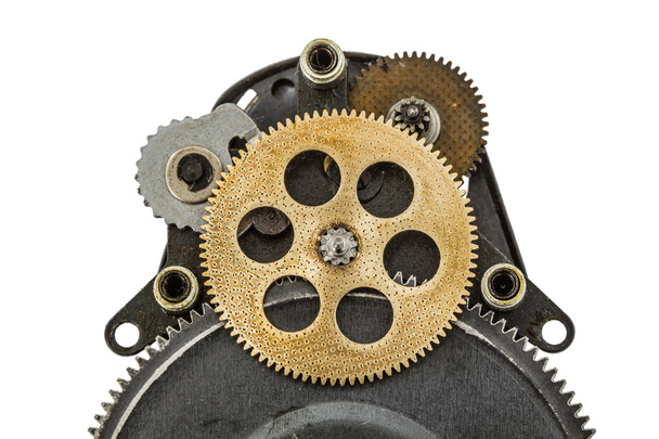 The mechanism with toothed wheels, isolated on white background - Photo, Image