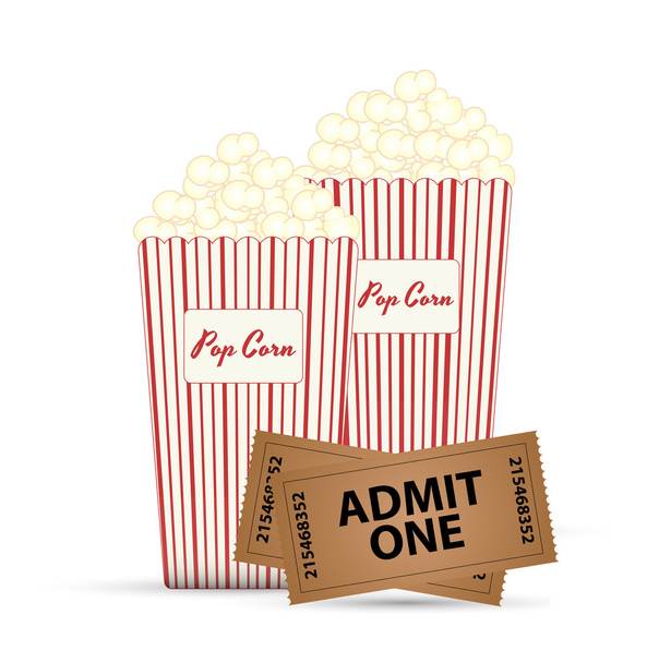Popcorn und Ticketvektoren - Vektor, Bild