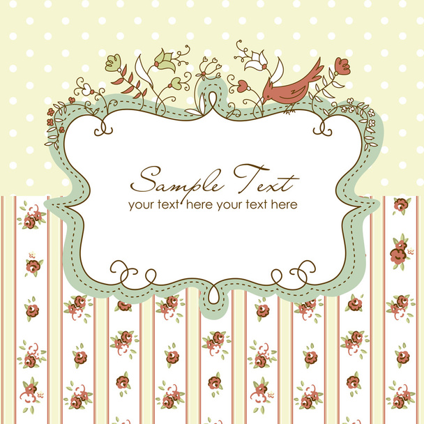 Vector floral frame with a bird - ベクター画像