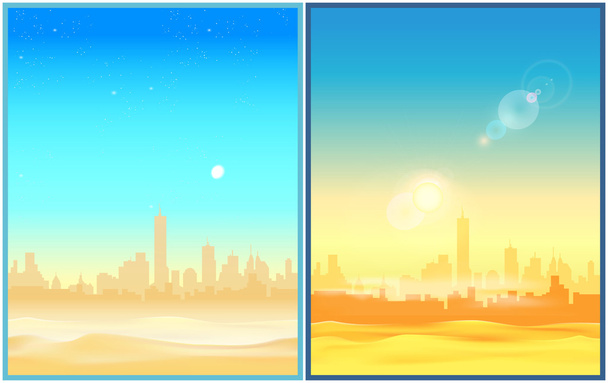 Пустеля вранці і вдень
 - Вектор, зображення