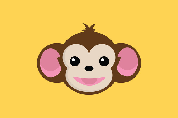 Πίθηκος χαμόγελο κοντινό πρόσωπο με κίτρινο φόντο - Διάνυσμα, εικόνα