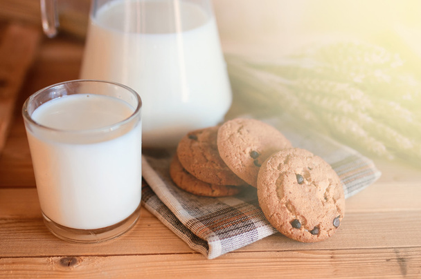 milk with chocolate biscuits cereals - Photo, Image