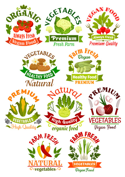 Zelenina štítky sada pro potravinářský průmysl - Vektor, obrázek