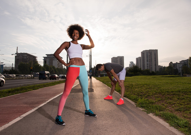 multiethnic group of people on the jogging - 写真・画像