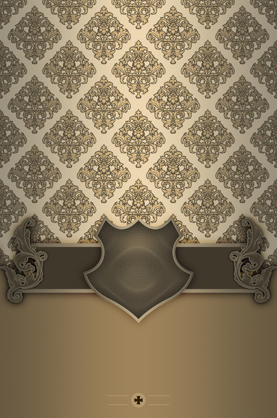 Decorative background with vintage border,elegant shield and pat - Foto, Imagen