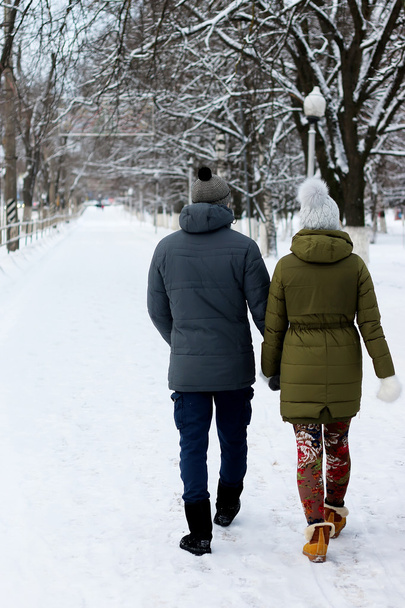 young couple street winter - Photo, Image