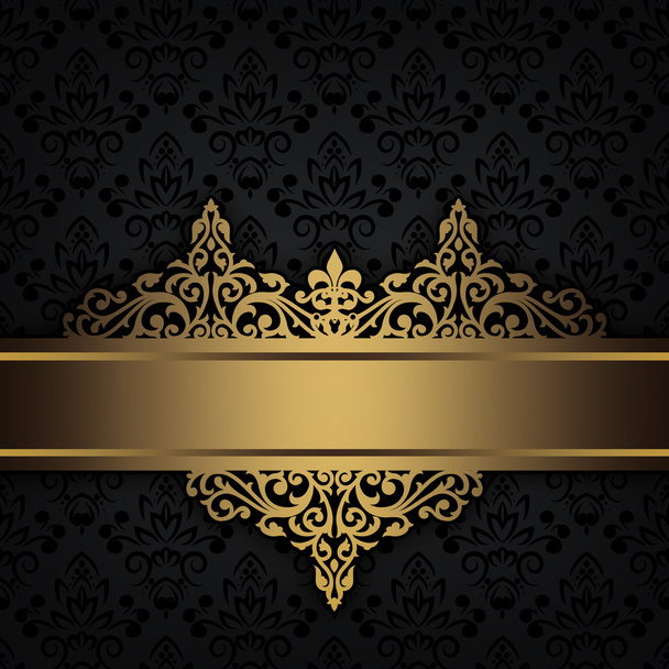 Black decorative background with gold border. - Foto, imagen