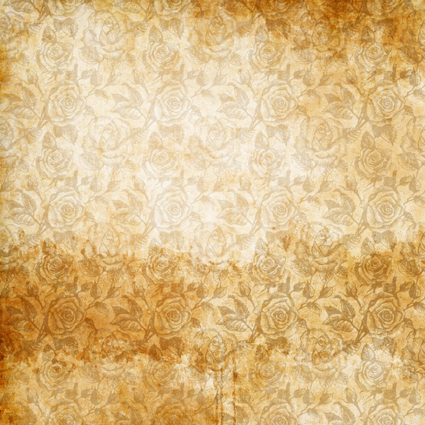 Old stained paper background with floral patterns. - Photo, Image