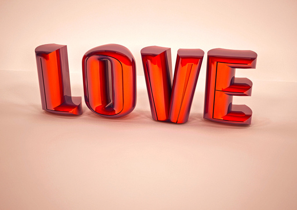 Dimensional inscription of LOVE. 3D illustration. - Photo, Image