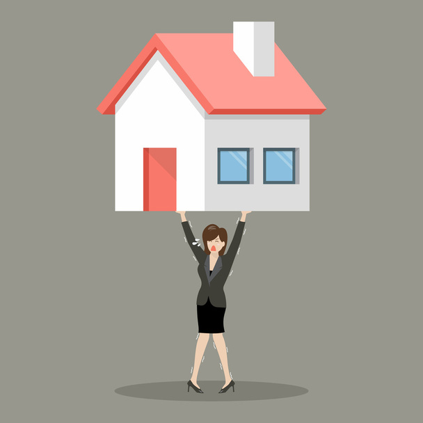 Business woman carry a heavy home - Vector, Image