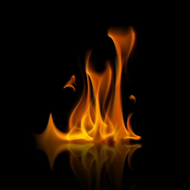 Fuego amarillo naranja llama hoguera aislado en el fondo
 - Vector, Imagen