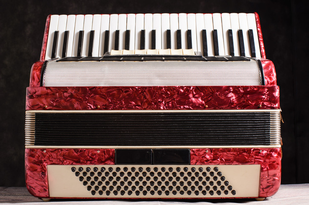 Mother of pearl accordion on a black background - Photo, Image