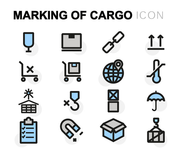 Vector flat line marking of cargo icons set - Vektori, kuva
