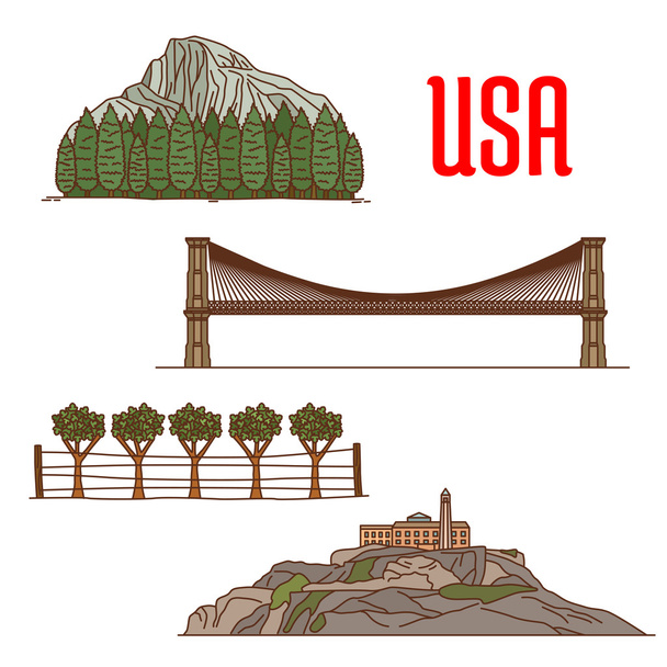 Природные и архитектурные памятники Америки
 - Вектор,изображение