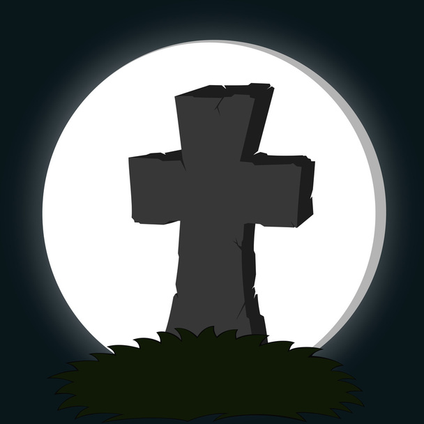 Spooky tombstone - Halloween illustration - Vector, Image