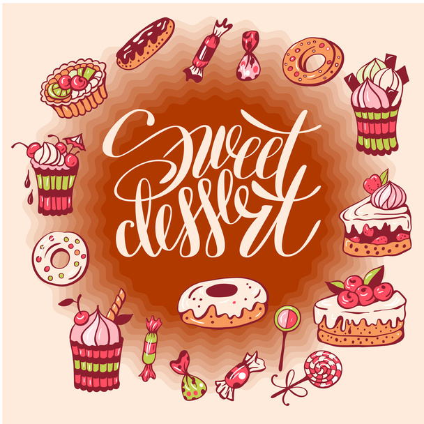 солодкі десерти та написи
 - Вектор, зображення