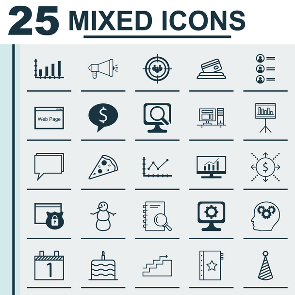 Sor 25 univerzális szerkeszthető ikonok. Lehet használni a Web, mobil és App Design. Magában foglalja a ikonok, mint például az üzletet, menetrend, bemutató és így tovább. - Vektor, kép
