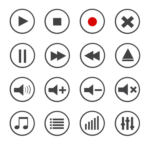Media Player Vector Icons Set - Wektor, obraz