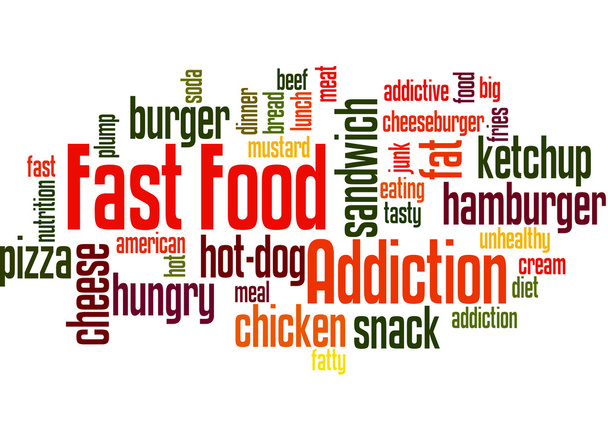Fast food addiction, word cloud concept 5 - Photo, Image