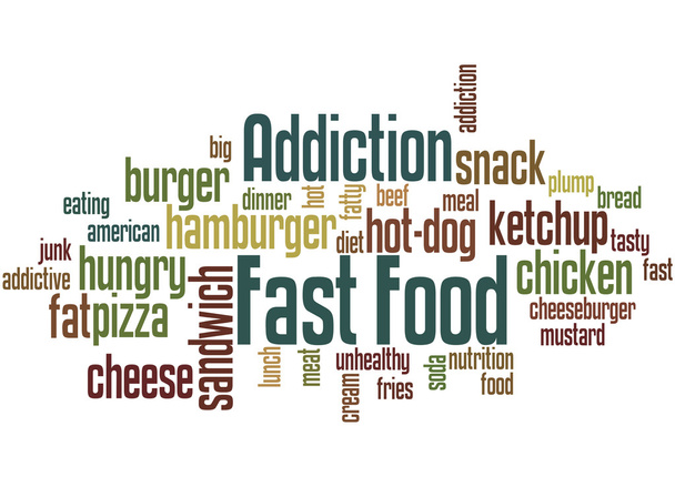 Fast food závislost, slovo cloud koncepce 7 - Fotografie, Obrázek