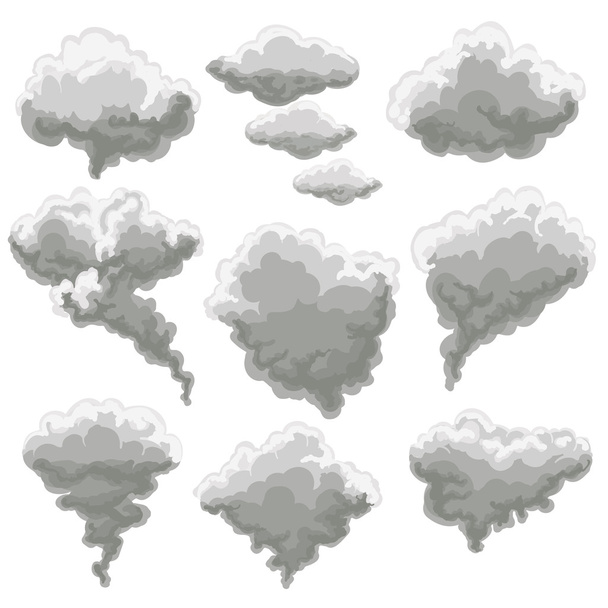 Cartoon smoking fog clouds - Vector, Image