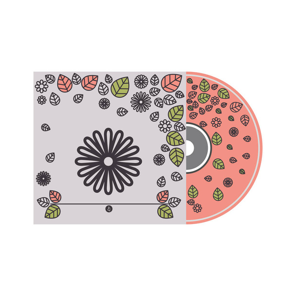 κάλυμμα cd σιλουέτα με floral διακόσμηση - Διάνυσμα, εικόνα