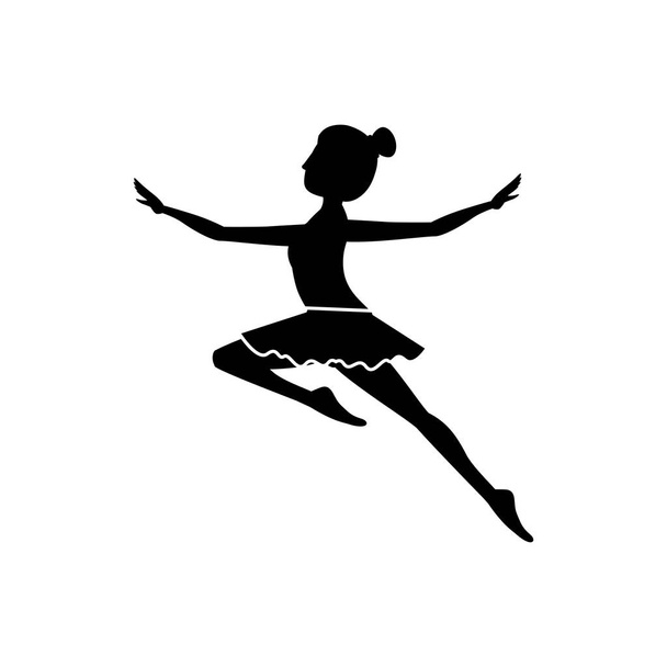 silhouette with dancer jump second arabesque - Vector, Image